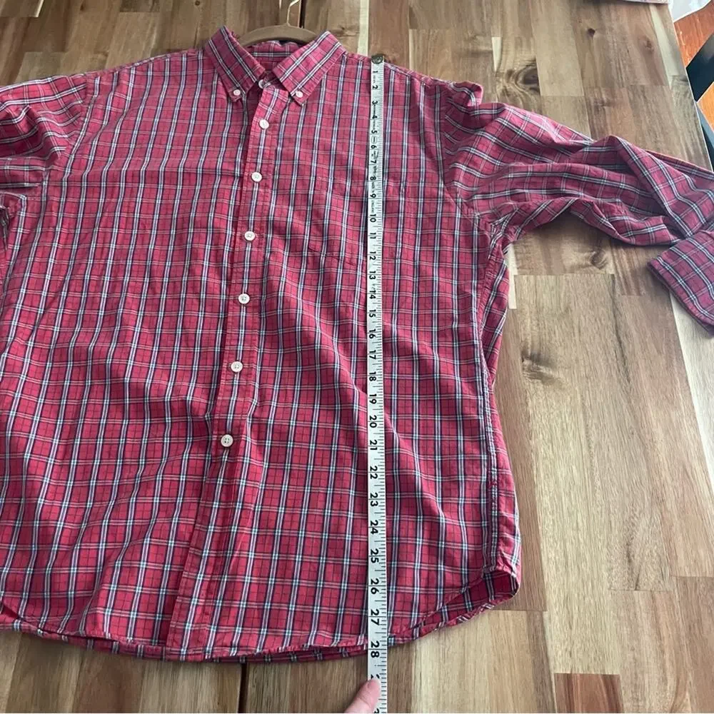 J. Crew Shirt Size Large Red & Navy Plaid 100% cotton